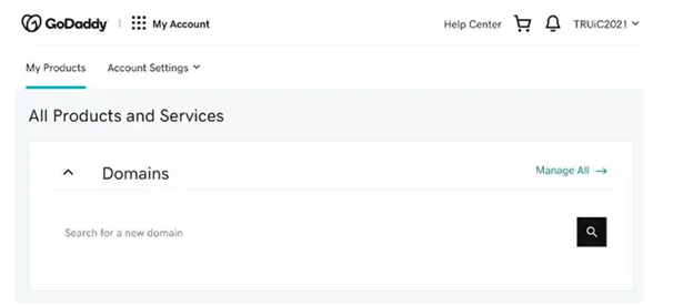 godaddy user interface